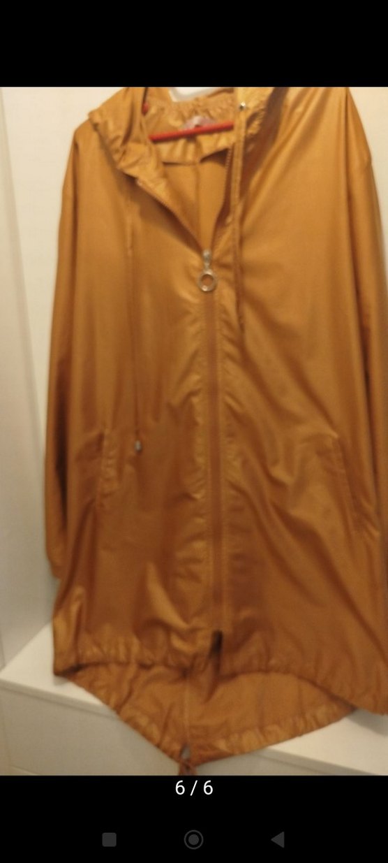 Bej Parlak Midi Kadın Yağmurluk - Görsel 2