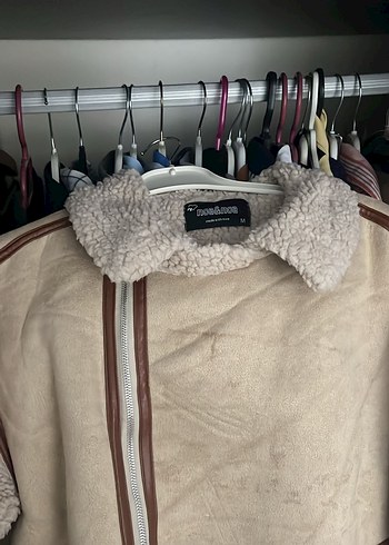 Zara Bej Süet Kadın Midi Ceket Kürklü