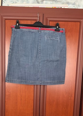 Kemerli Mavi Denim Şort Etek