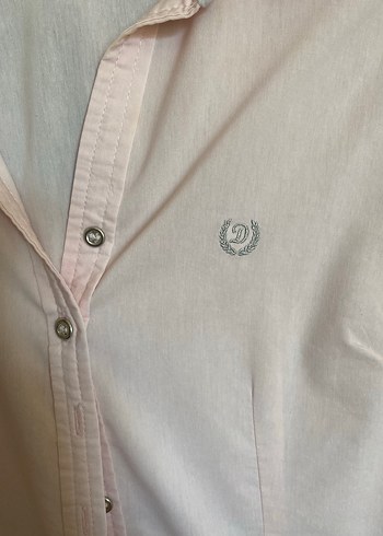 Pembe Kısa Kollu Düğmeli Kadın Gömlek - Görsel 5