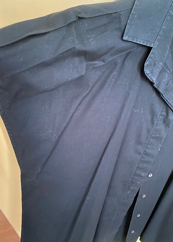 Kadın Siyah Keten Midi Gömlek - Görsel 3