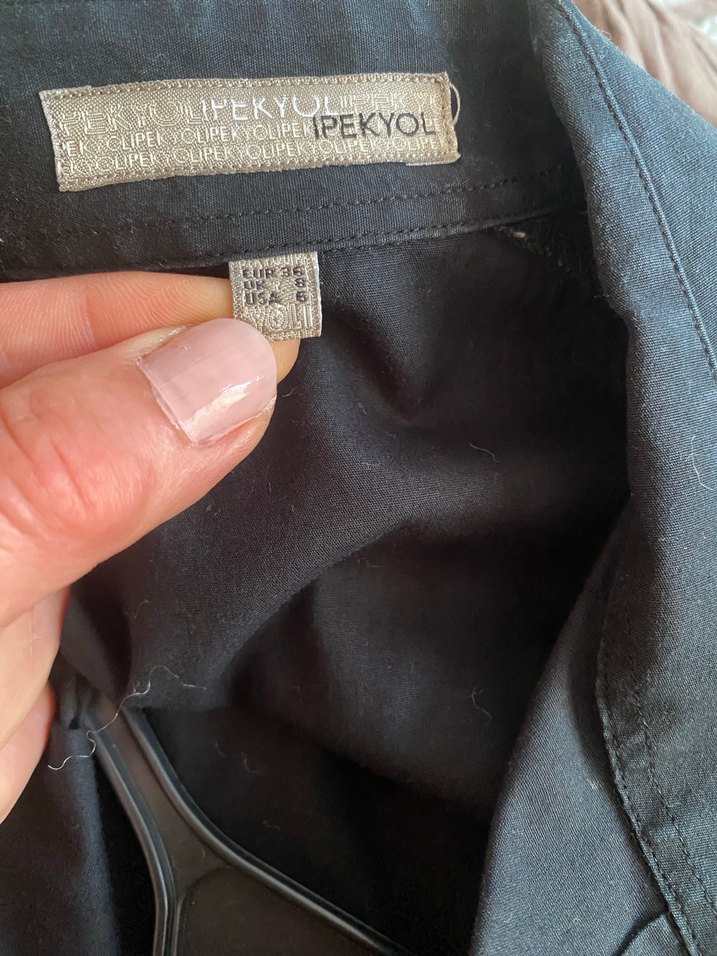 Kadın Siyah Keten Midi Gömlek - Görsel 4