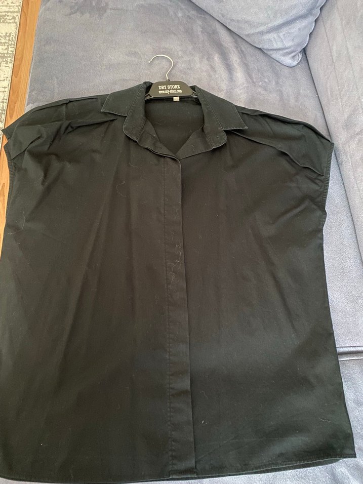 Kadın Siyah Keten Midi Gömlek - Görsel 2