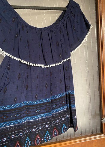 Desenli Mavi Bohem Hamile Tunik - Görsel 2