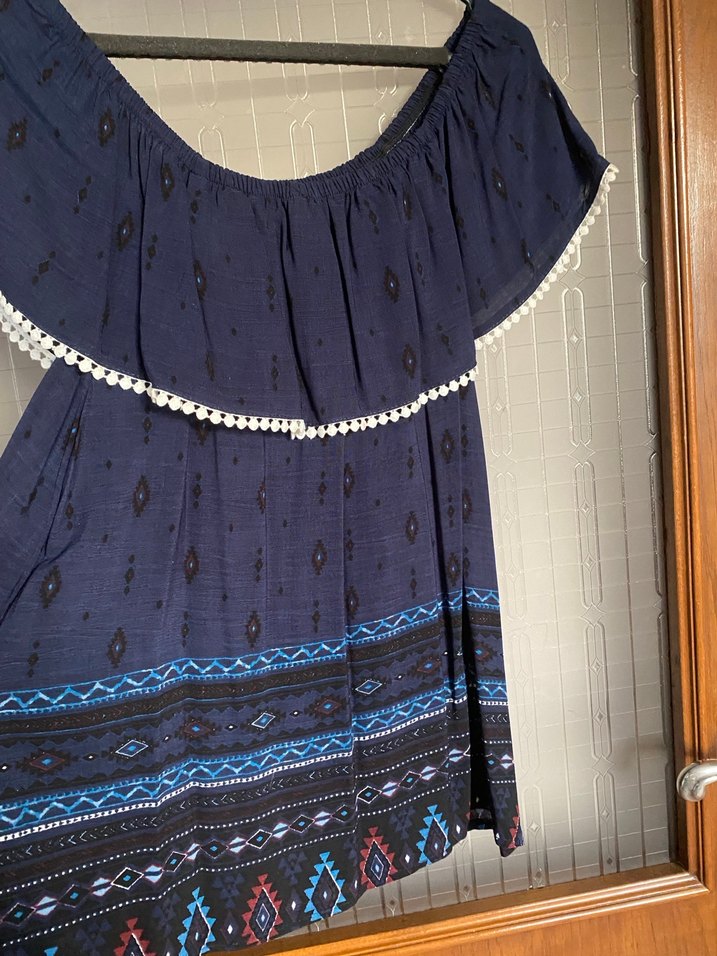 Desenli Mavi Bohem Hamile Tunik - Görsel 2