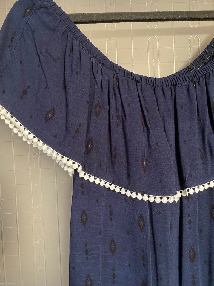 Desenli Mavi Bohem Hamile Tunik - Görsel 3