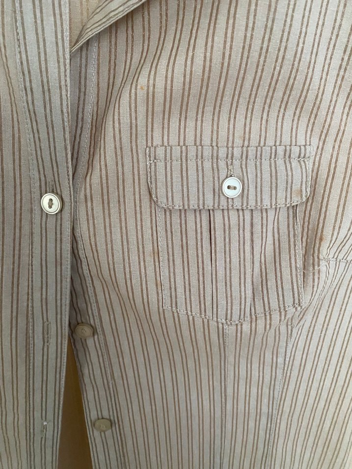 Bej Kolsuz Düğmeli Kadın Gömlek - Görsel 3