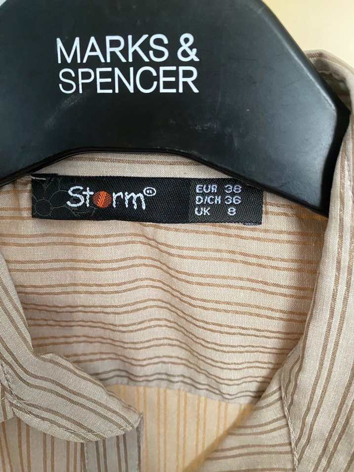 Bej Kolsuz Düğmeli Kadın Gömlek - Görsel 4