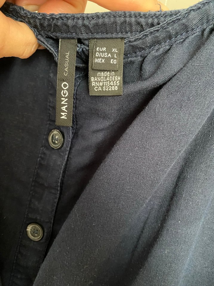 Düğmeli Lacivert Keten Kadın Tulum - Görsel 4