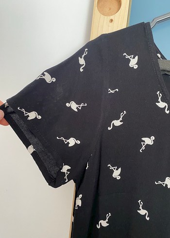 Siyah Desenli Midi V Yaka Kadın Elbise - Görsel 3