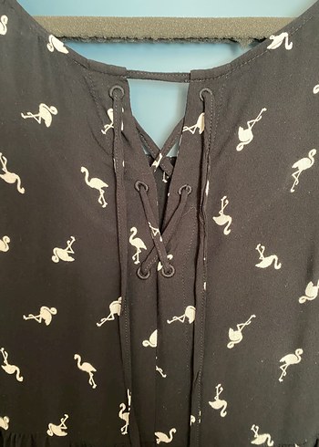 Siyah Desenli Midi V Yaka Kadın Elbise - Görsel 4