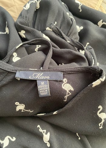 Siyah Desenli Midi V Yaka Kadın Elbise - Görsel 5