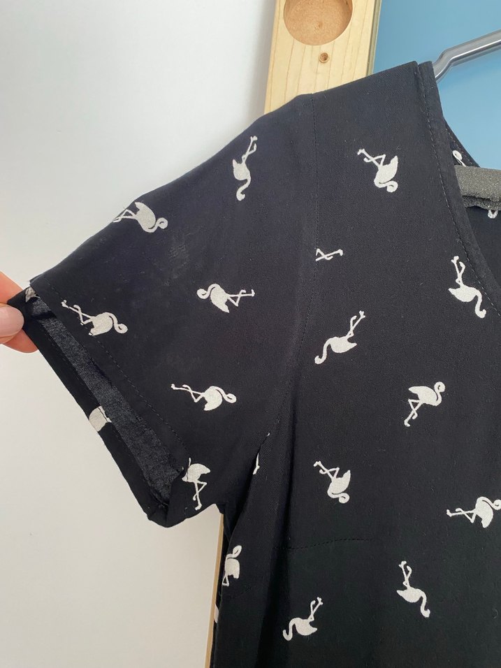 Siyah Desenli Midi V Yaka Kadın Elbise - Görsel 3