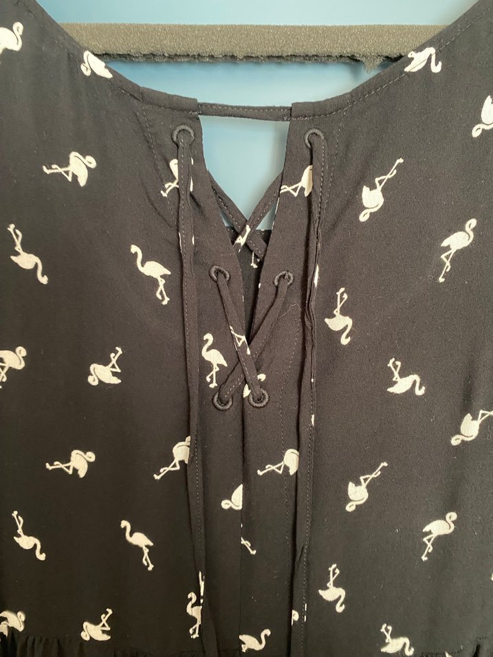 Siyah Desenli Midi V Yaka Kadın Elbise - Görsel 4