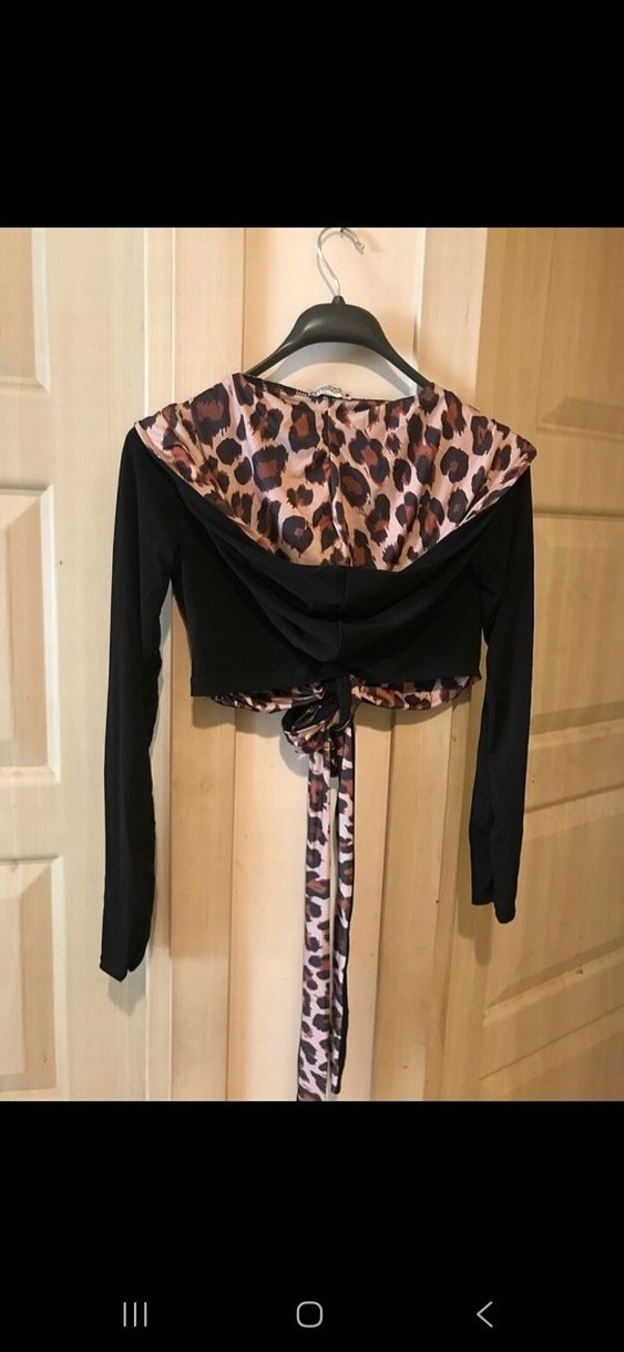 bayan Siyah Yılan Desenli Uzun Kollu Bolero - Görsel 4