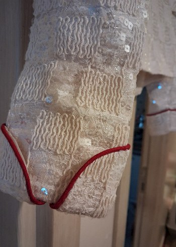 Kız Çocuk İşlemeli Beyaz Bolero - Görsel 4