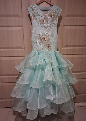 Turkuaz Uzun Denizkızı Gelinlik - Görsel 11