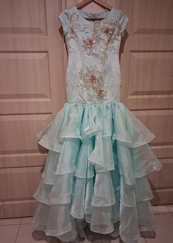 Turkuaz Uzun Denizkızı Gelinlik - Görsel 14