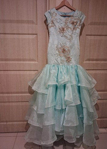 Turkuaz Uzun Denizkızı Gelinlik - Görsel 18