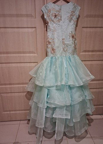 Turkuaz Uzun Denizkızı Gelinlik - Görsel 5