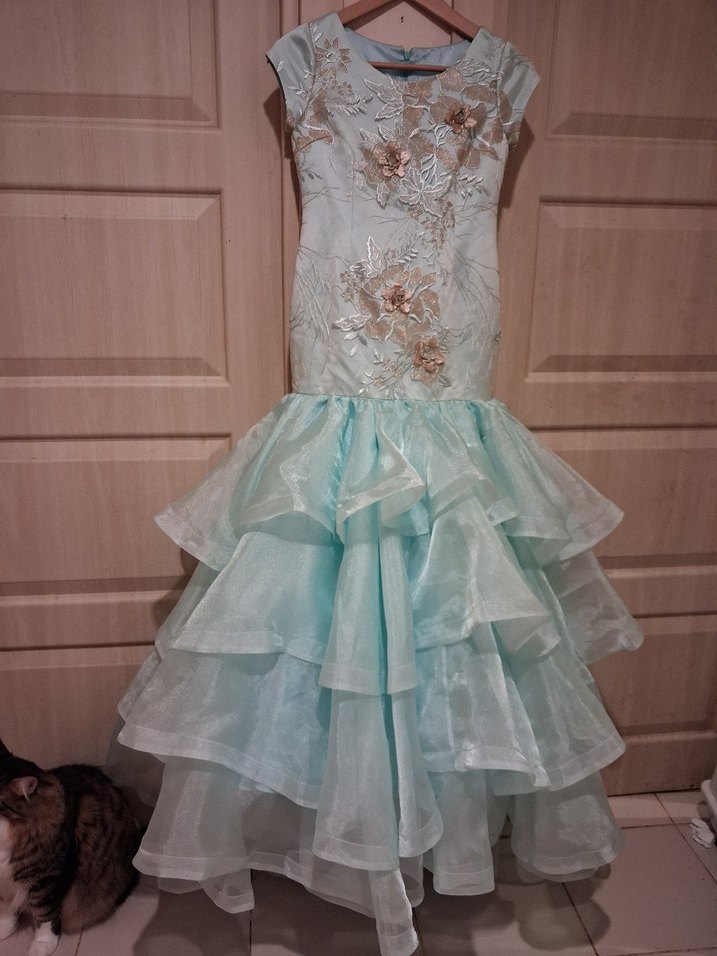 Turkuaz Uzun Denizkızı Gelinlik - Görsel 3