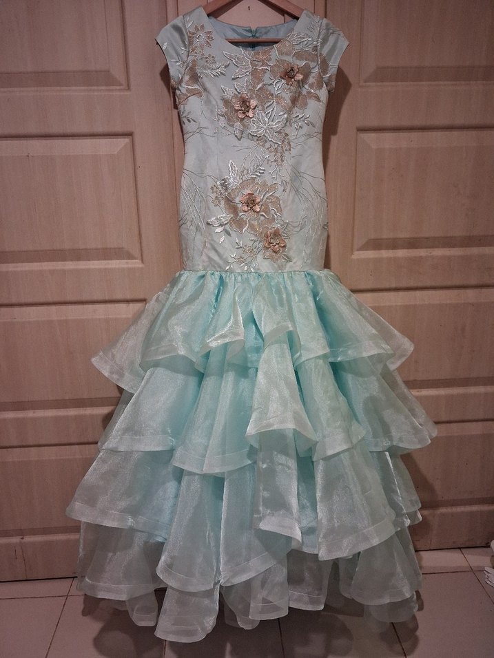 Turkuaz Uzun Denizkızı Gelinlik - Görsel 2