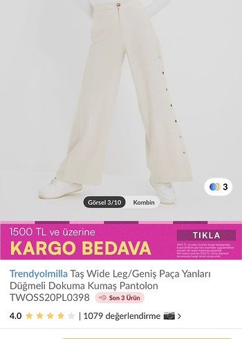 s Beden ten rengi Renk Düğmeli Geniş Paça Bej Kadın Pantolon