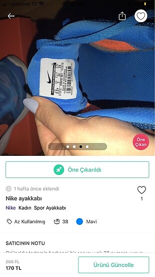 38 Beden Nike ayakkabı