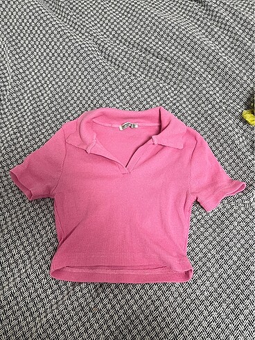 Pembe polo yala kısa üst