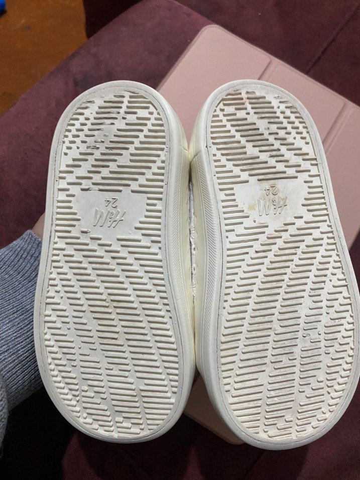 H&M Kız Çocuk Beyaz Nakışlı Cırt Cırtlı Spor Ayakkabı - Görsel 3