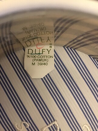 Dufy m beden beyaz mavi çizgili m beden yeni etiketli erkek göml - Görsel 2