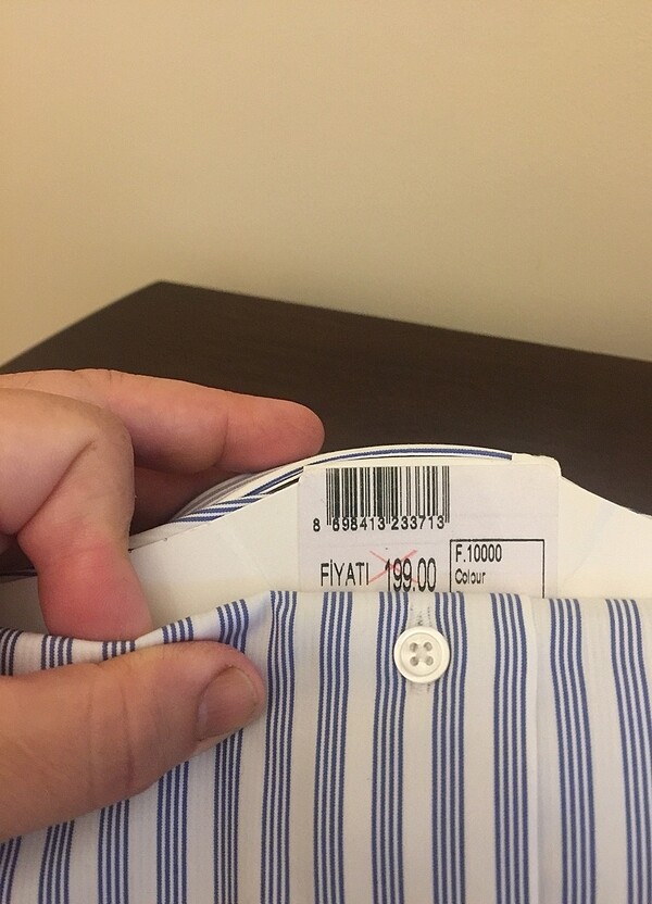 Dufy m beden beyaz mavi çizgili m beden yeni etiketli erkek göml - Görsel 3