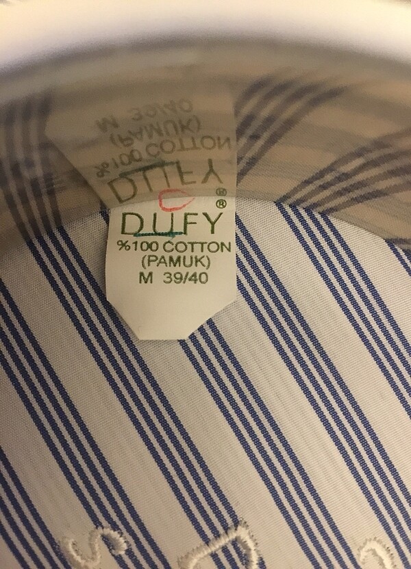 Dufy m beden beyaz mavi çizgili m beden yeni etiketli erkek göml - Görsel 2