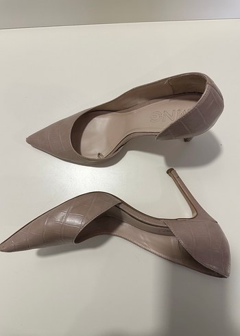 MANGO Bej Yılan Desenli  Stiletto - Görsel 3