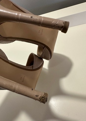 MANGO Bej Yılan Desenli  Stiletto - Görsel 6