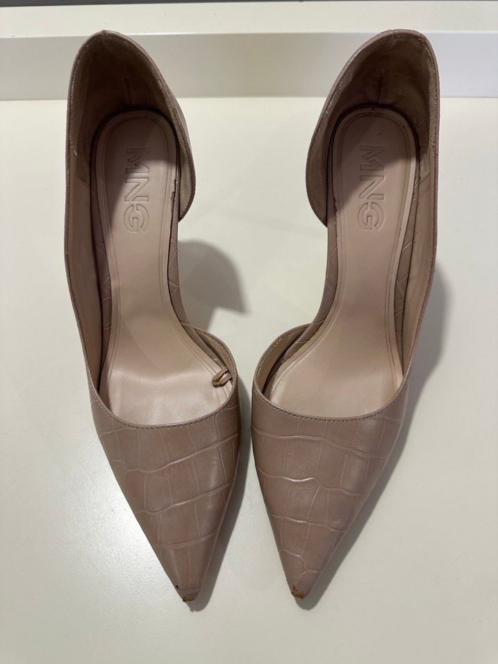 MANGO Bej Yılan Desenli  Stiletto - Görsel 2