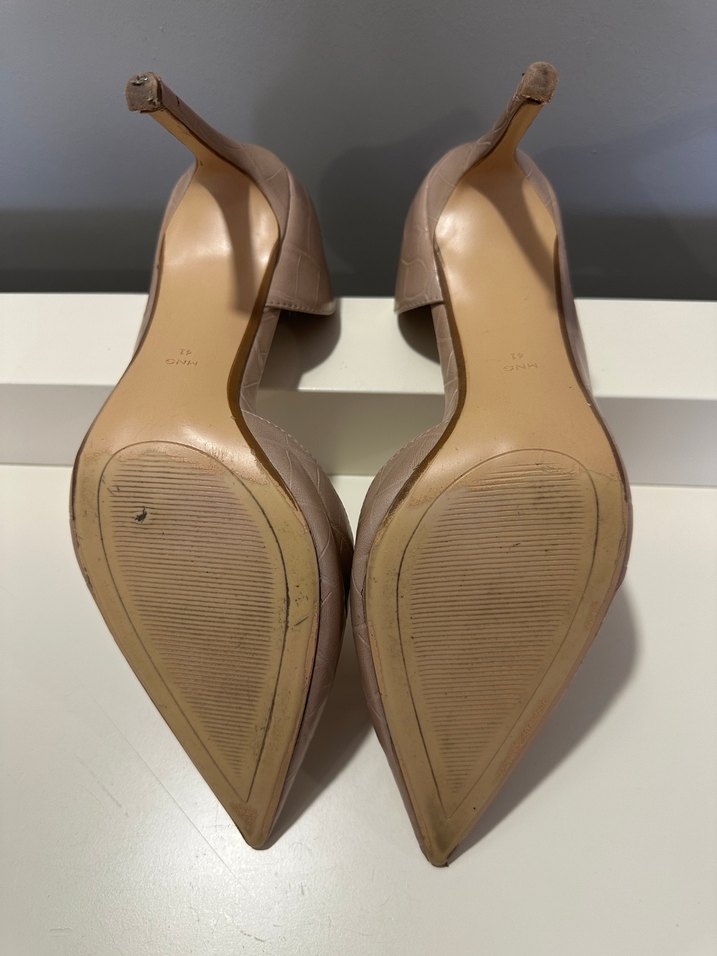 MANGO Bej Yılan Desenli  Stiletto - Görsel 4