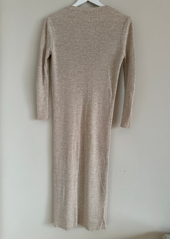 SAGA Uzun Bej Triko Elbise - Görsel 2