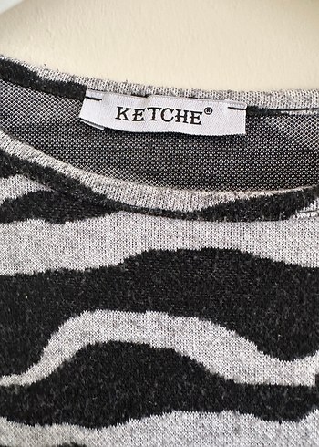 KETCHE Gri Zebra Desenli mini elbise - Görsel 3