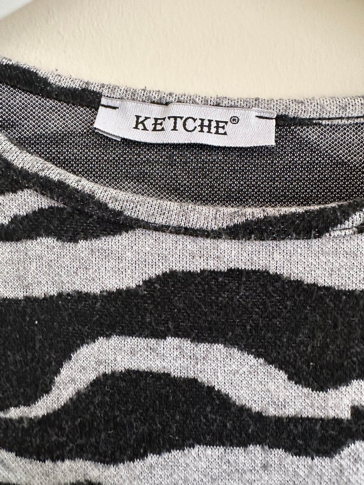 KETCHE Gri Zebra Desenli mini elbise - Görsel 3