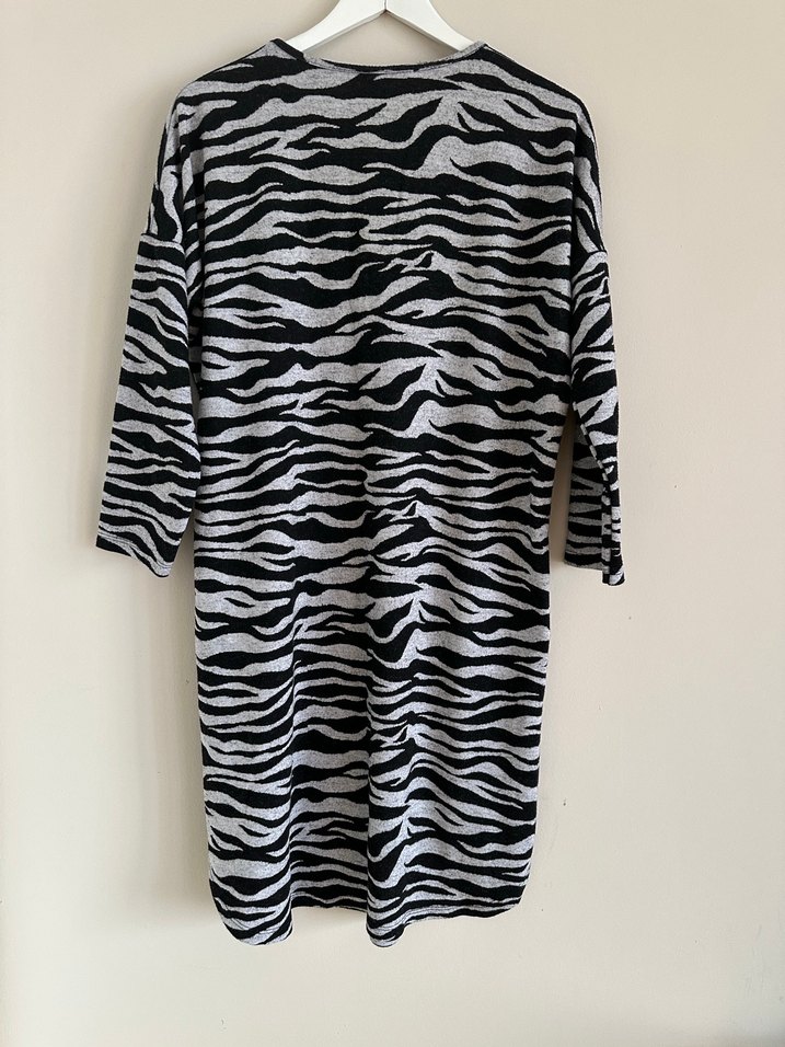 KETCHE Gri Zebra Desenli mini elbise - Görsel 2