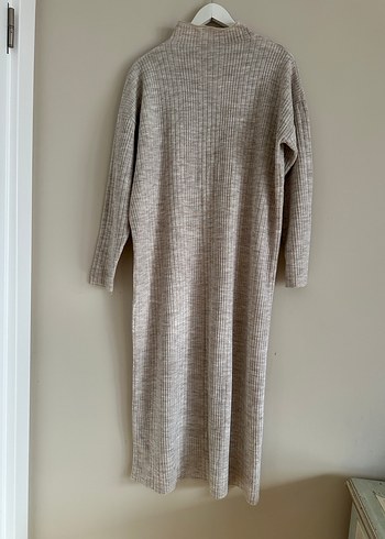 Bej Uzun Kollu Kalın Triko Elbise - Görsel 3