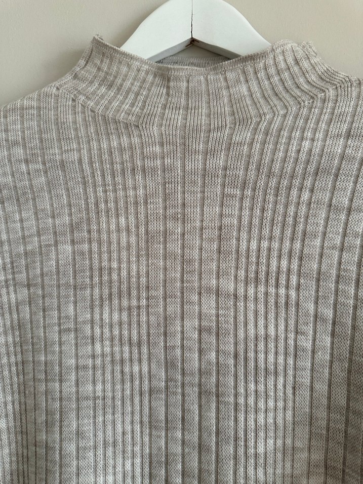 Bej Uzun Kollu Kalın Triko Elbise - Görsel 2