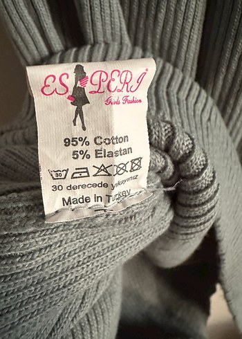 ESPERI Kadın Gri Yüksek Yaka Triko Elbise - Görsel 5