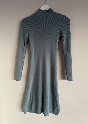 ESPERI Kadın Gri Yüksek Yaka Triko Elbise - Görsel 2