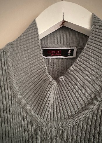 ESPERI Kadın Gri Yüksek Yaka Triko Elbise - Görsel 4