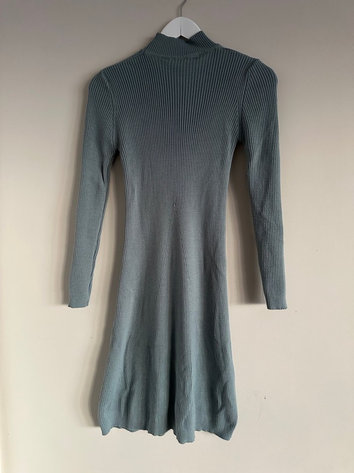 ESPERI Kadın Gri Yüksek Yaka Triko Elbise - Görsel 2