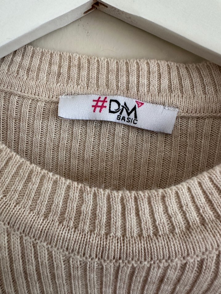 DM BASIC Bej Triko Uzun Kollu Kadın Elbise - Görsel 4