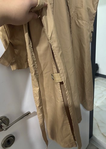 Düğmeli Bej Midi Trençkot - Görsel 2