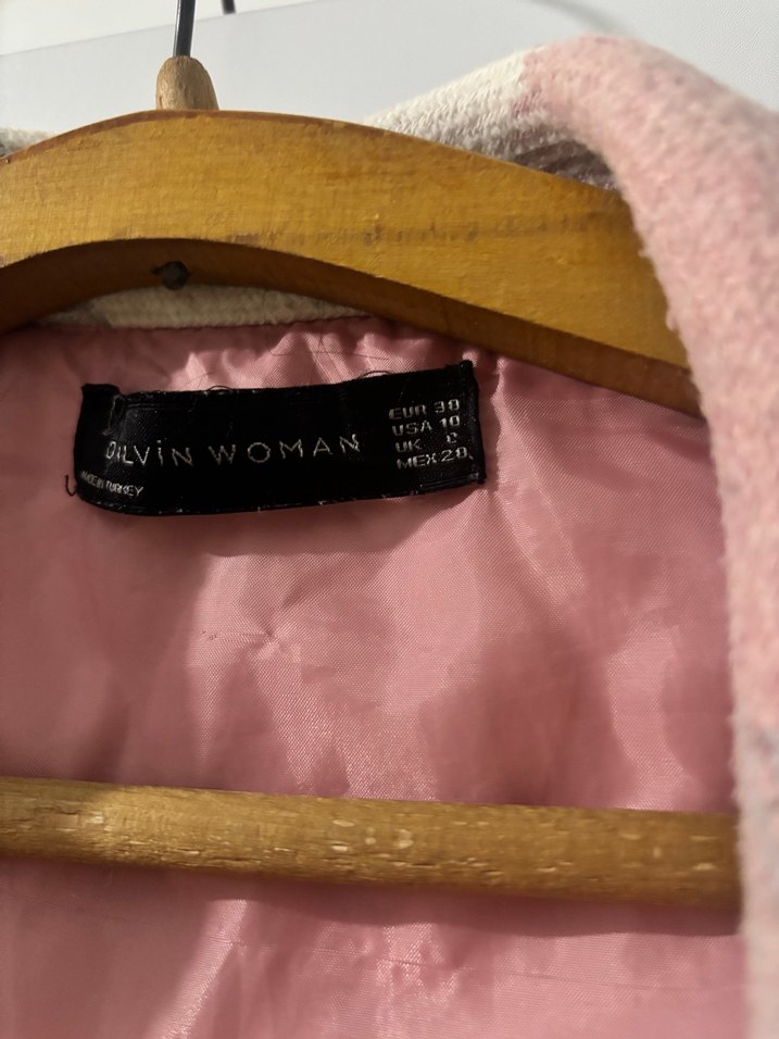 Pembe Düğmeli Gevşek Kesim Kadın ceket - Görsel 3